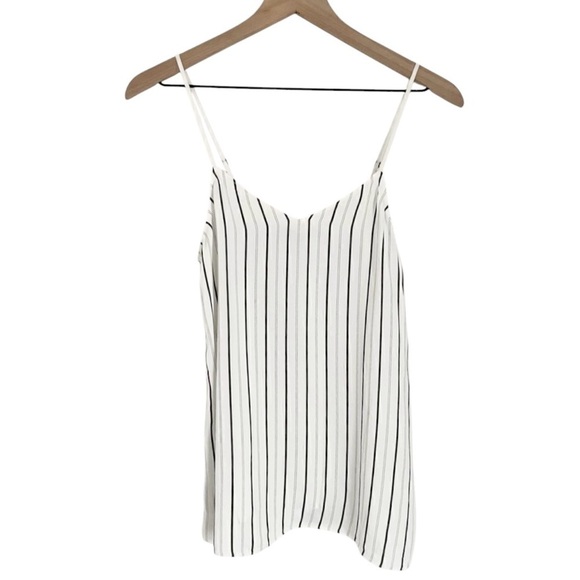 Tibi Women’s Silk Anna Stripe Spaghetti Strap Cami in White and Black Size 0 - Picture 4 of 10